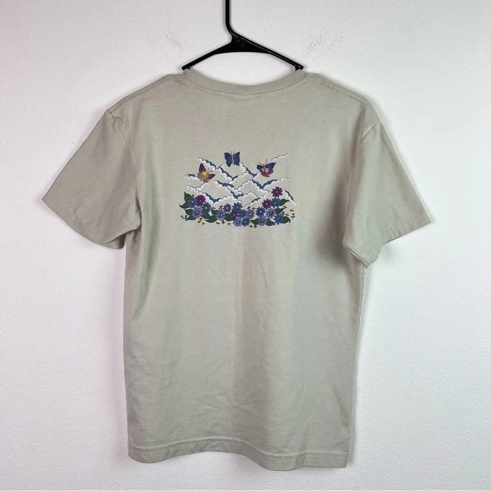Bobbie Brooks T-shirt Vintage Grandma Core Cottage Cream Birdhouse‎ Short Sleeve